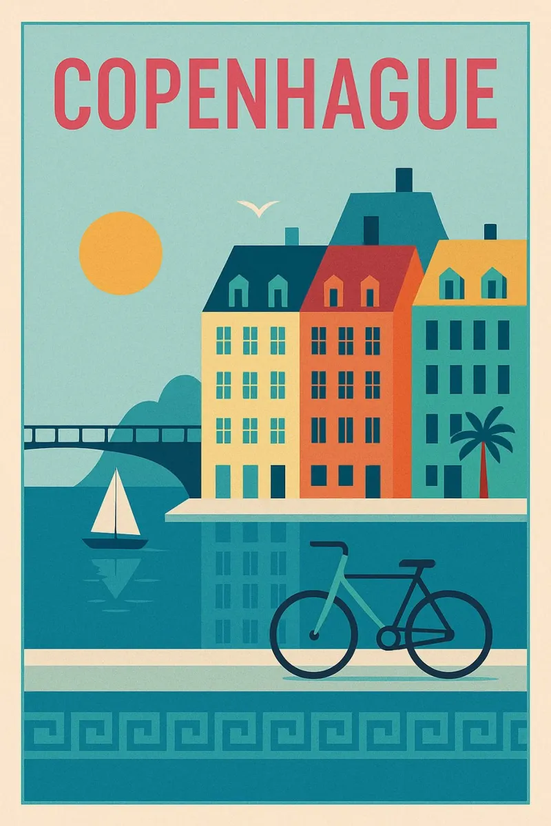 Poster di Copenaghen - Poster retro colorato di Nyhavn poster da JETLAG | affiches voyage