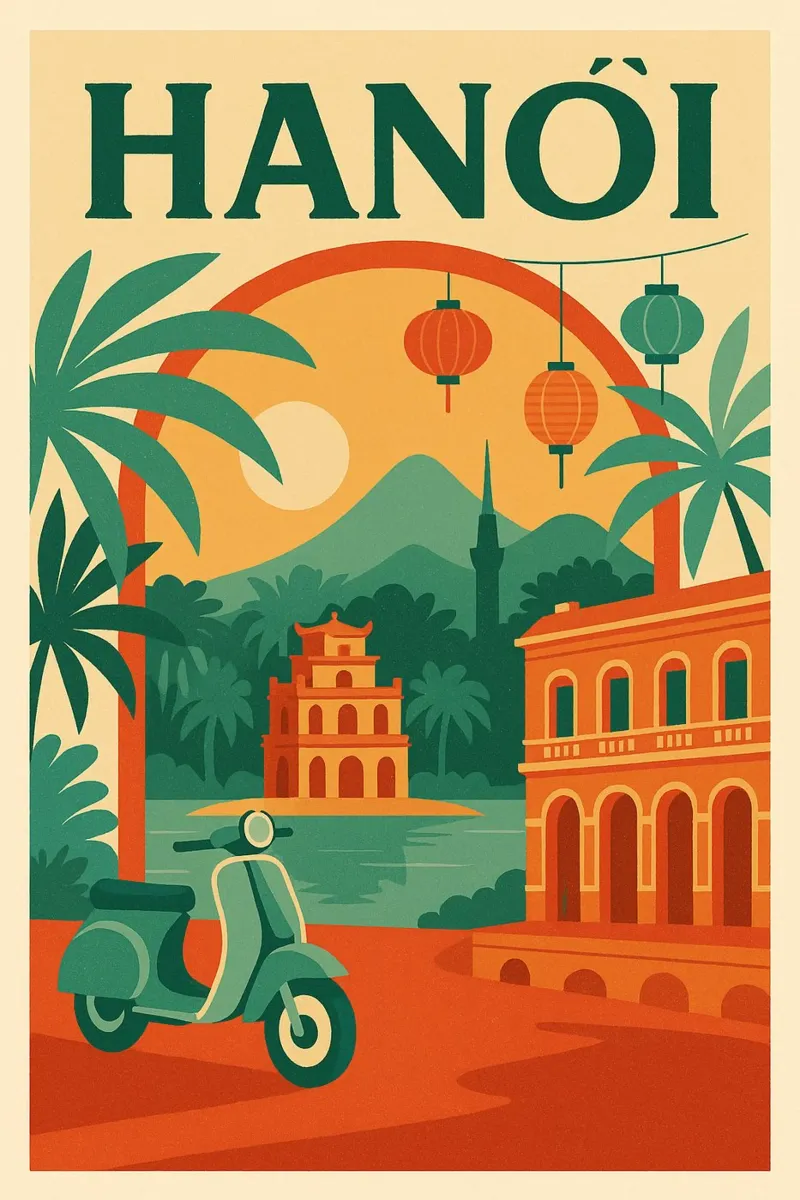 Hanoi Poster - Retro-Poster vom Hoàn Kiêm-See Poster von JETLAG | affiches voyage