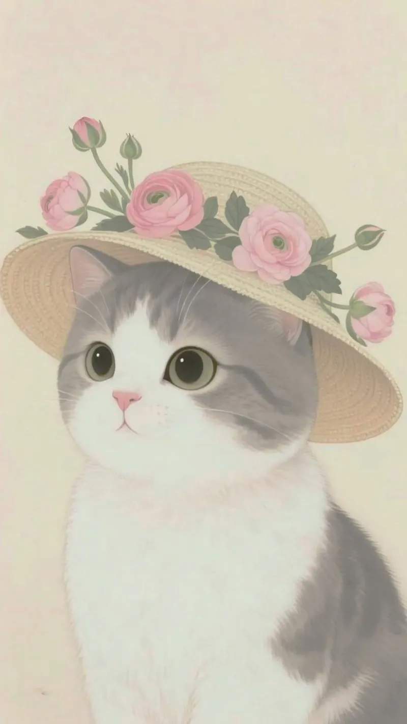 The Cat and the Flower Hat tela con Cornice a cassetta da mip of map