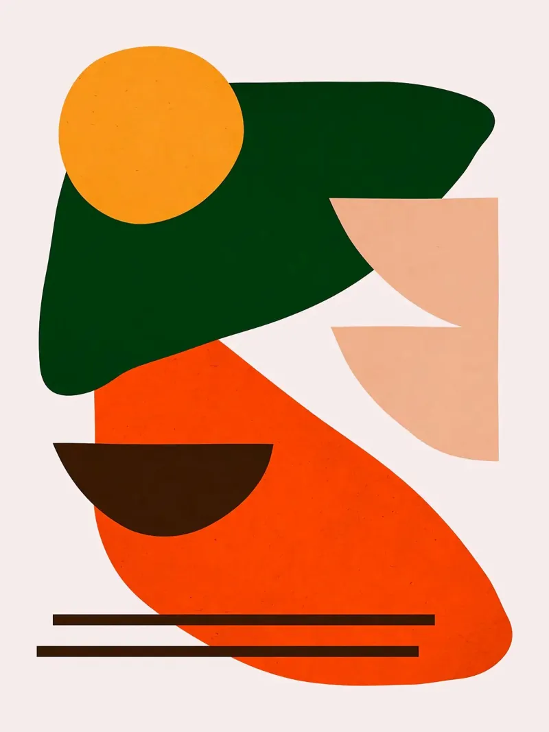 Abstract figures canvas with Floater frame by Leon B Feierabend