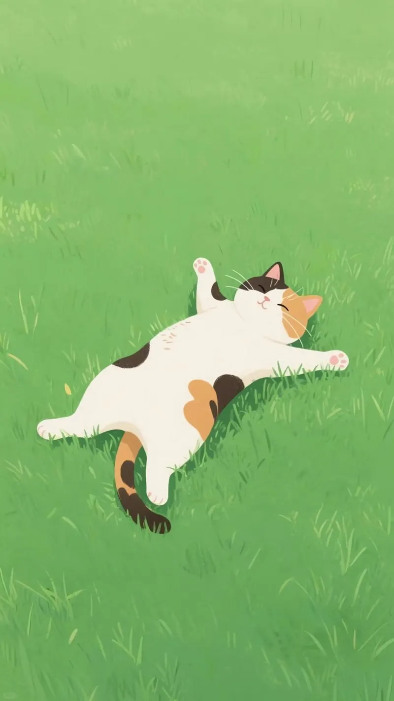 cat lie on grass poster da firmana