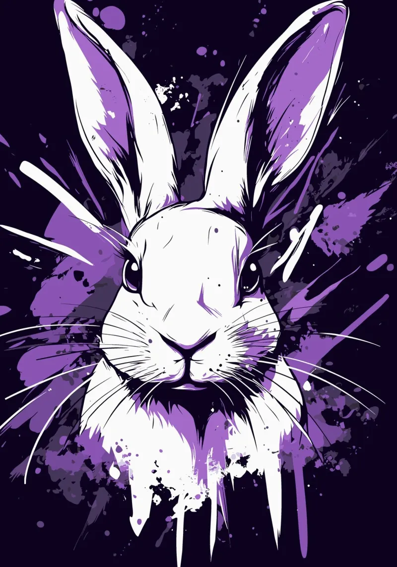 Coniglio bianco con spruzzi di colore poster da pixelbull - medieval art and more
