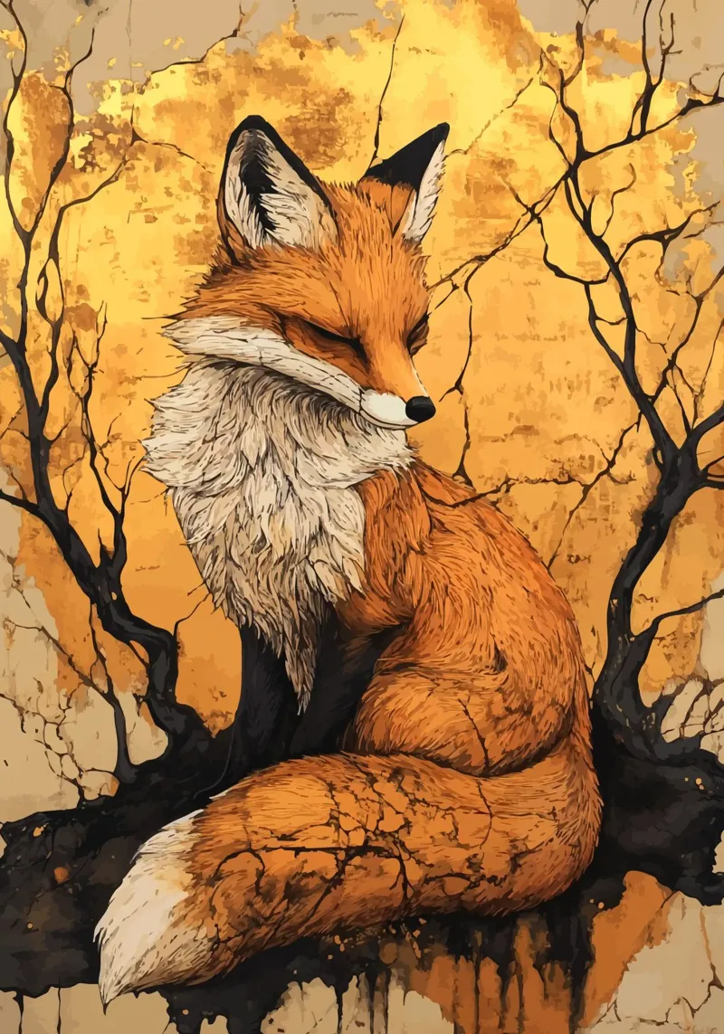 Volpe in autunno dorato poster da pixelbull - medieval art and more
