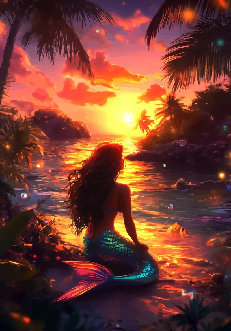 Sirena al tramonto poster da pixelbull - medieval art and more