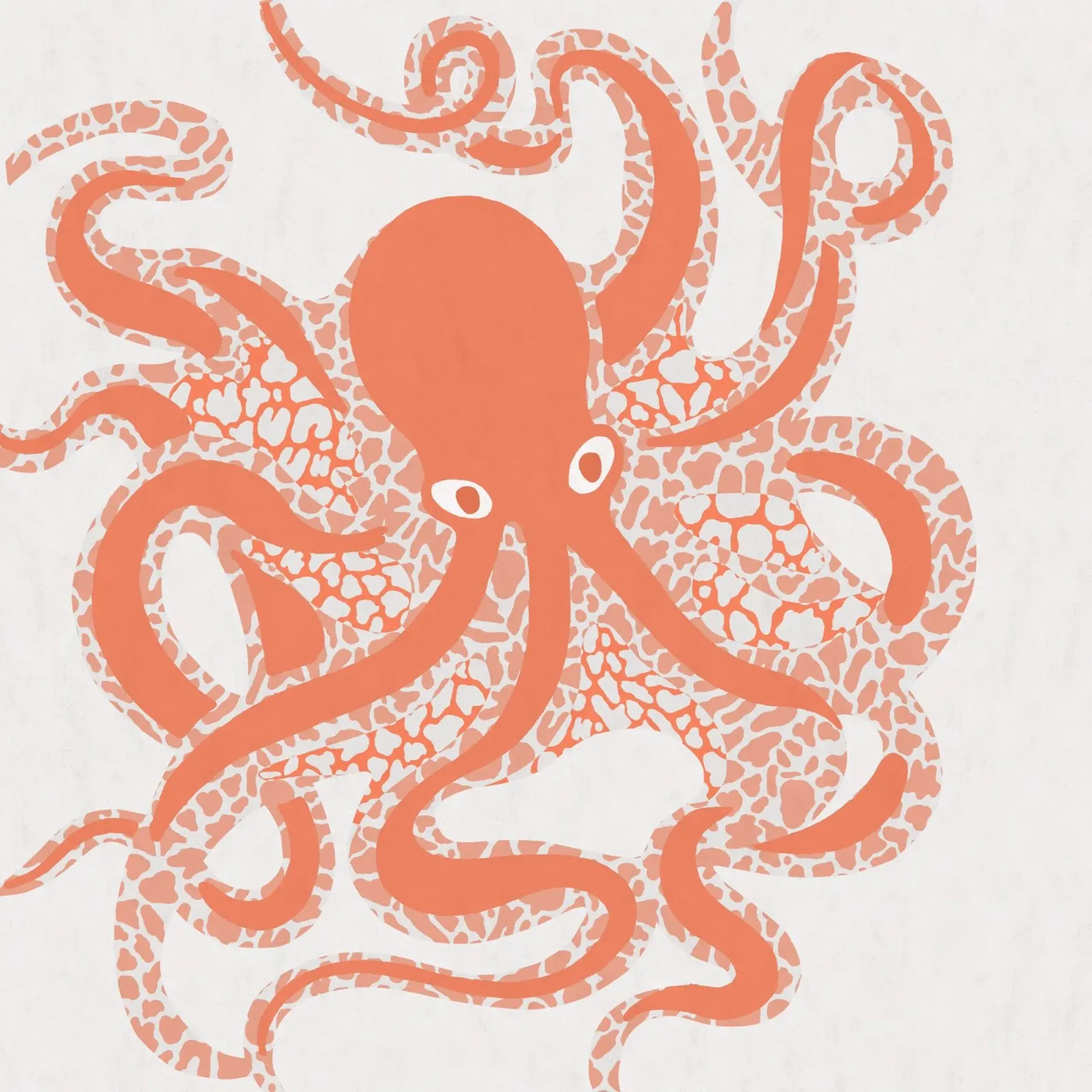 Coral Octopus canvas by Asha Designs