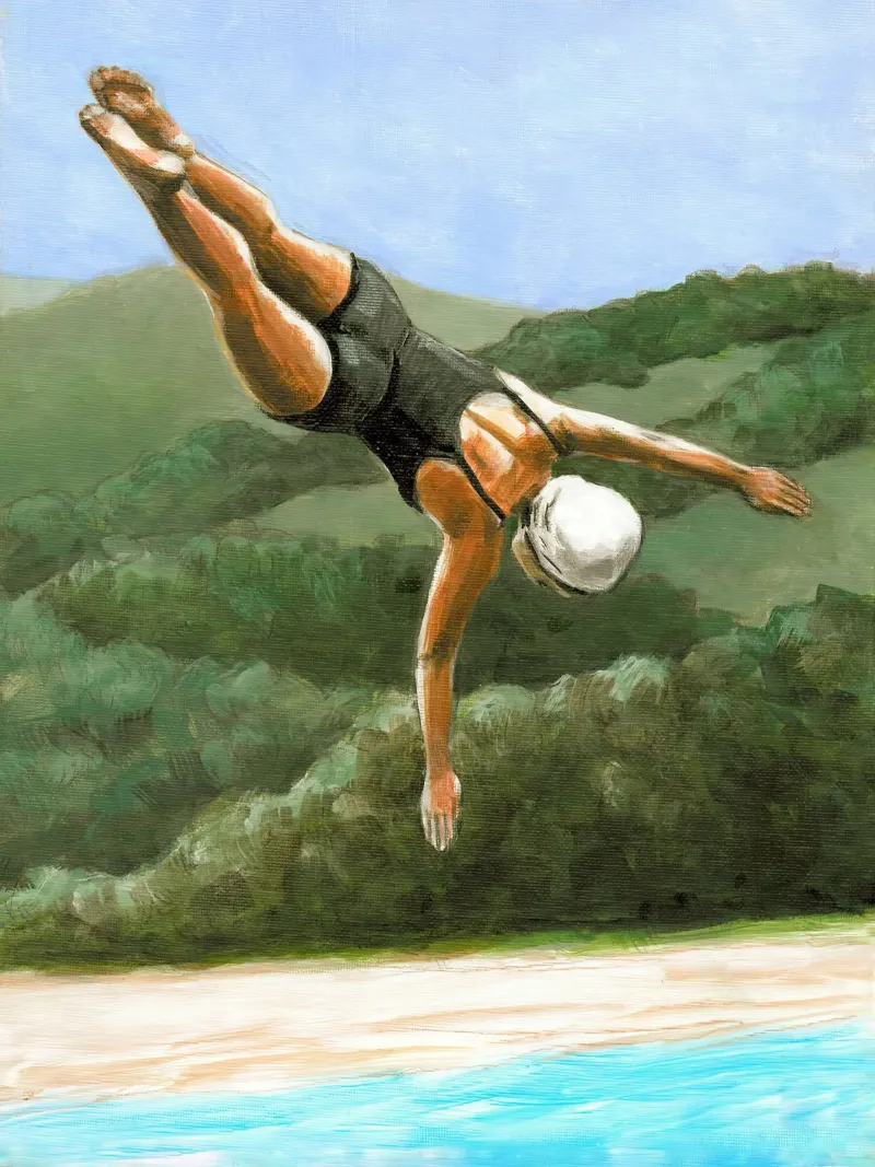 Tuffatore sopra il lago - Sarah Morrissette tela con Cornice a cassetta da Rachelwhell