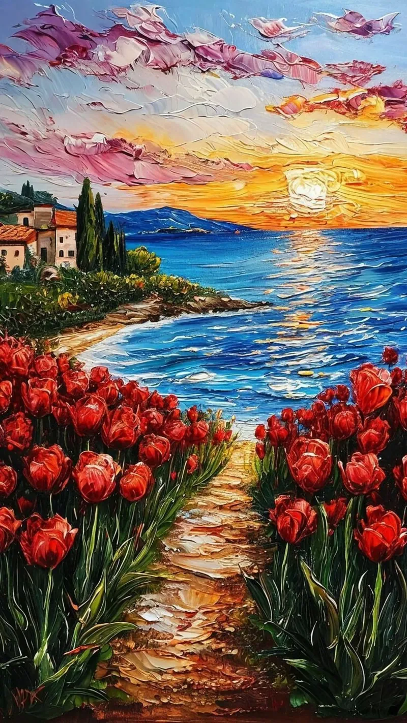 Tulips by the Sea poster da mip of map