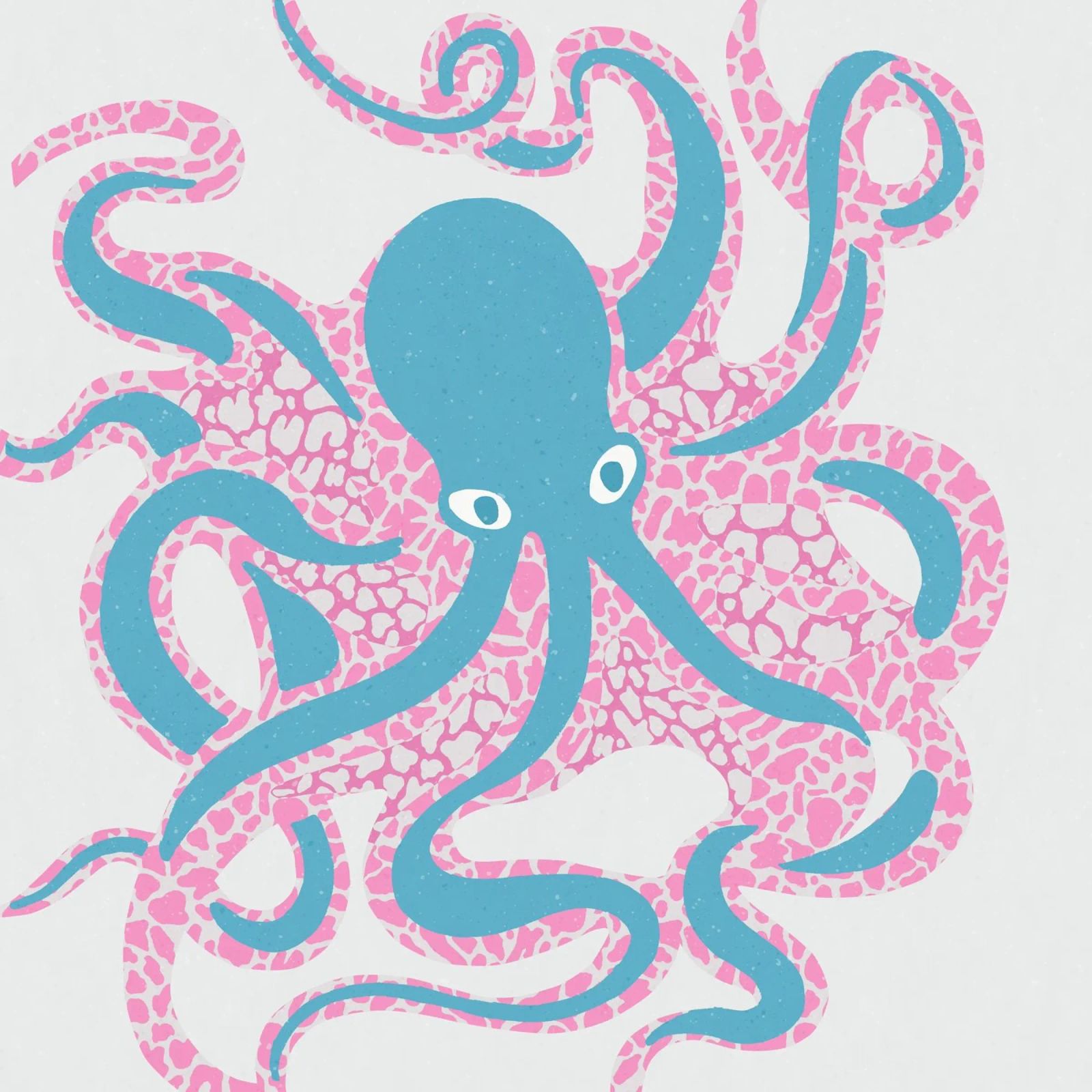 Poulpe sous la mer - Bleu rose poster de Asha Designs