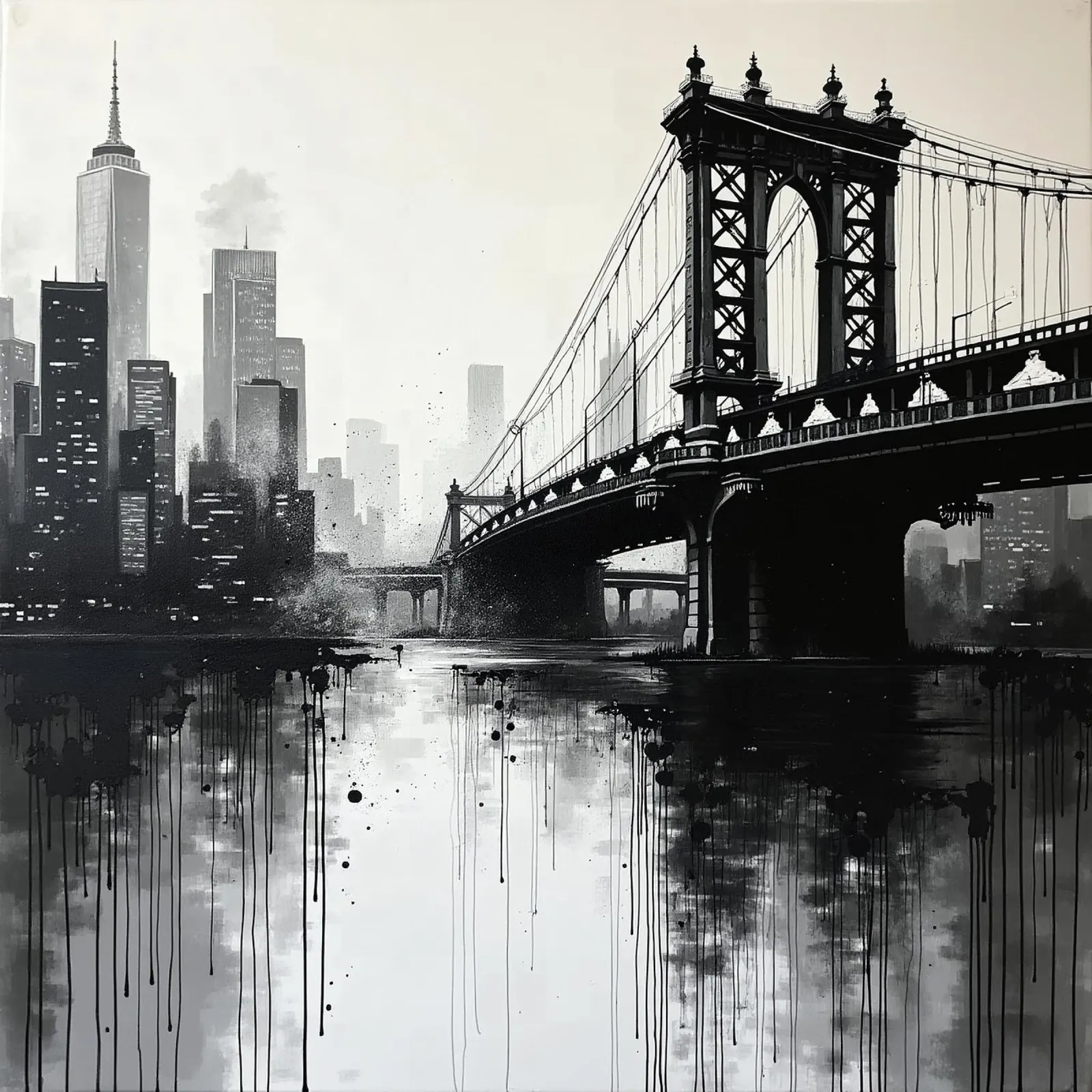 Skyline with bridge_1 canvas with Floater frame by Fantasie & Mystikwelten by LK