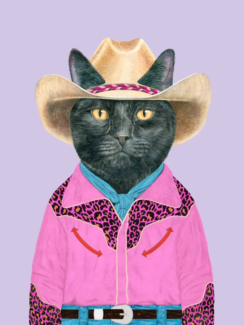 Gatto nero del selvaggio West carta hahnemühle da Animal Crew