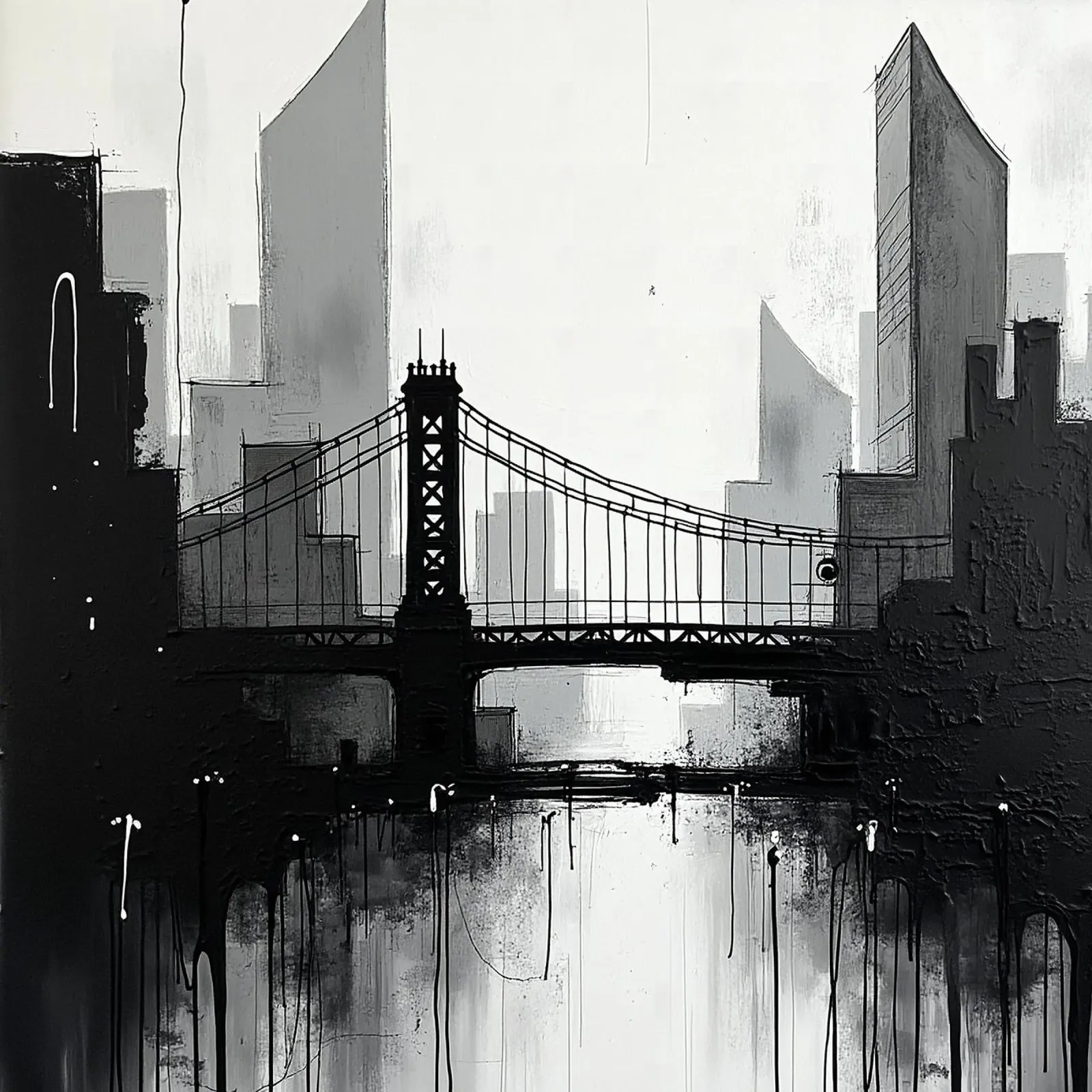 Skyline with bridge_2 canvas with Floater frame by Fantasie & Mystikwelten by LK
