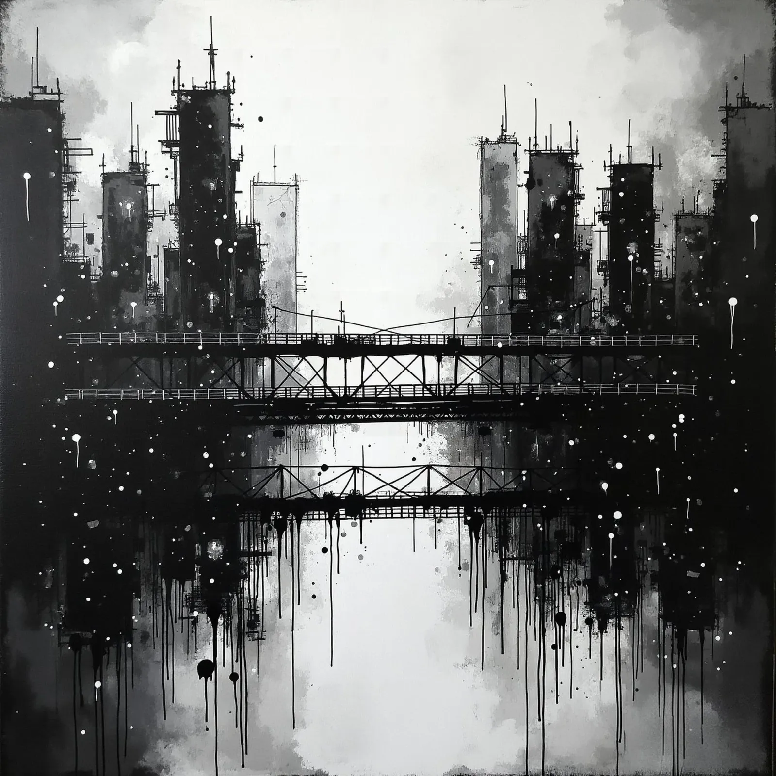 Skyline con ponte_3 tela con Cornice a cassetta da Fantasie & Mystikwelten by LK