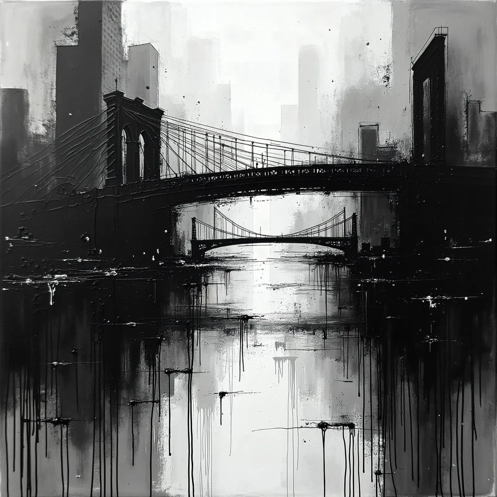 Skyline with bridge_4 canvas with Floater frame by Fantasie & Mystikwelten by LK