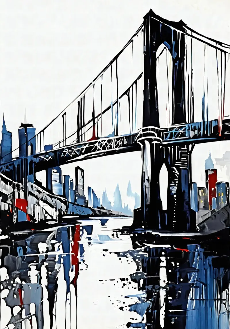 Skyline con ponte_5 tela con Cornice a cassetta da Fantasie & Mystikwelten by LK