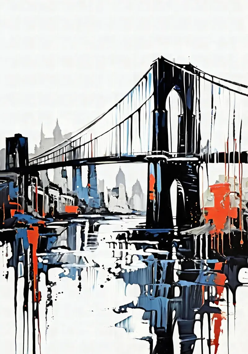 Skyline with bridge_6 canvas with Floater frame by Fantasie & Mystikwelten by LK
