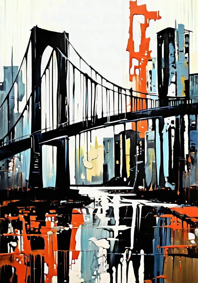 Skyline con ponte_7 tela con Cornice a cassetta da Fantasie & Mystikwelten by LK