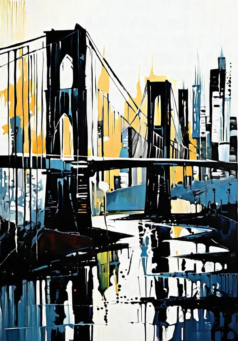 Skyline with bridge_8 canvas with Floater frame by Fantasie & Mystikwelten by LK
