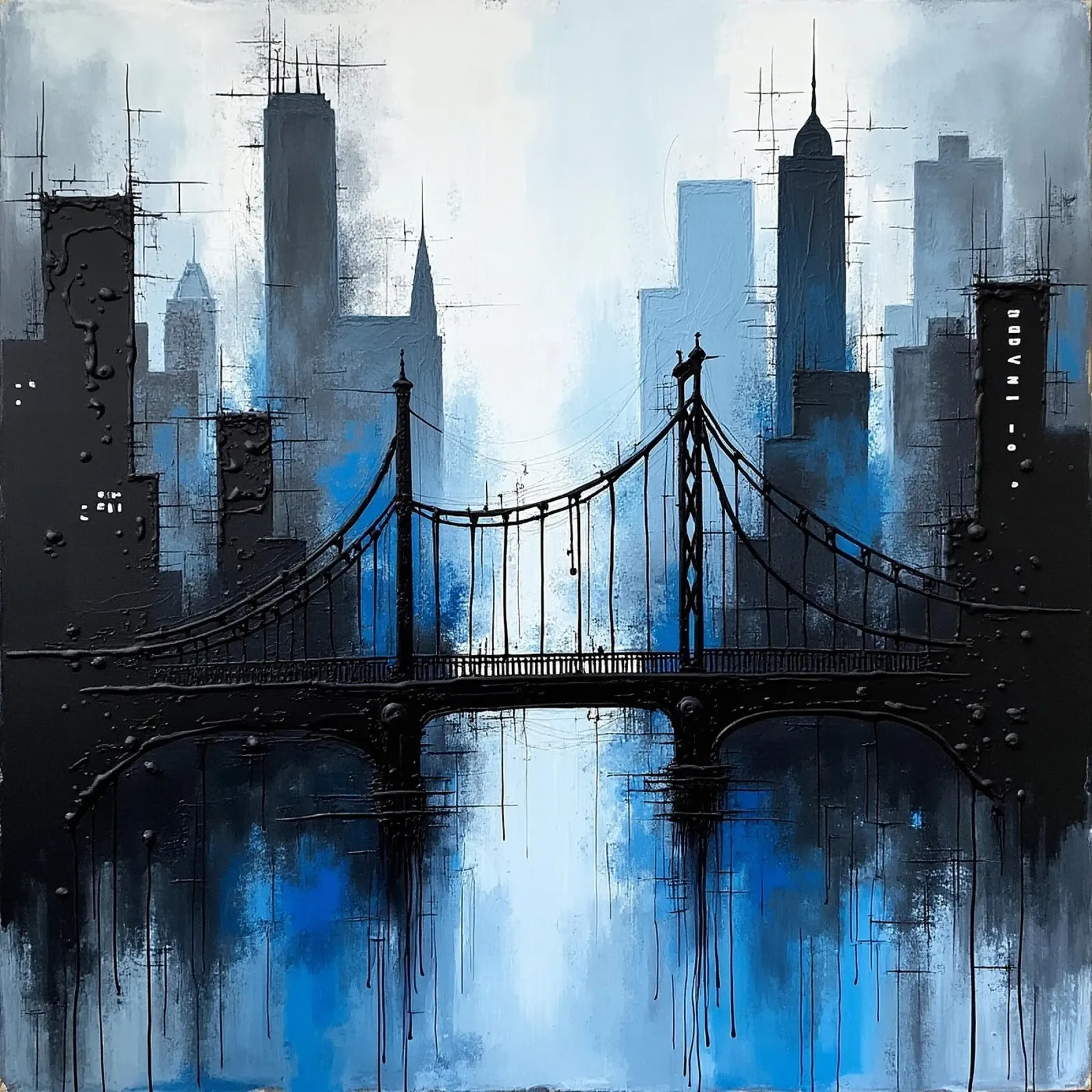 Skyline con ponte_blu poster da Fantasie & Mystikwelten by LK