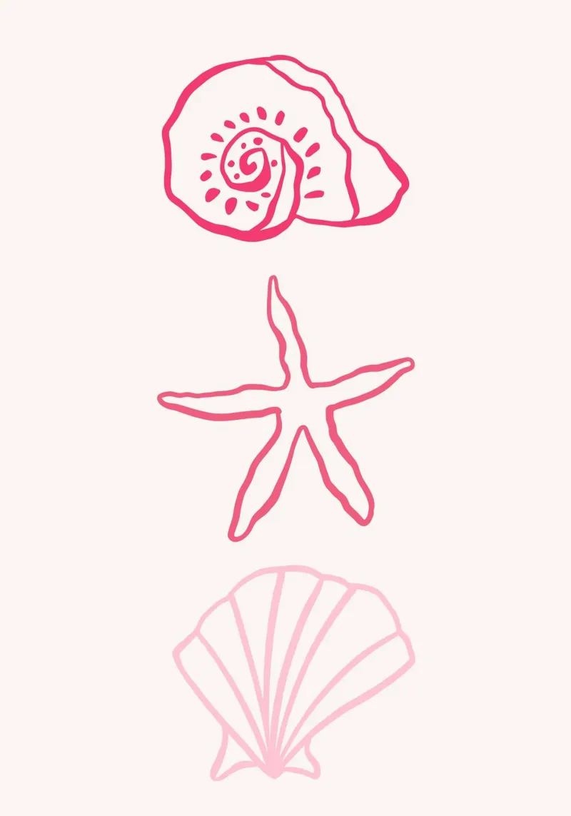 Seashells & Starfish Minimalist Art Print canvas with Floater frame by vintagepod
