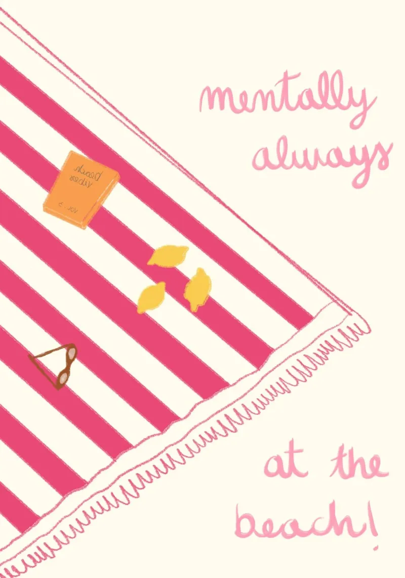 Mentally Always at the Beach Retro Art canvas with Floater frame by vintagepod