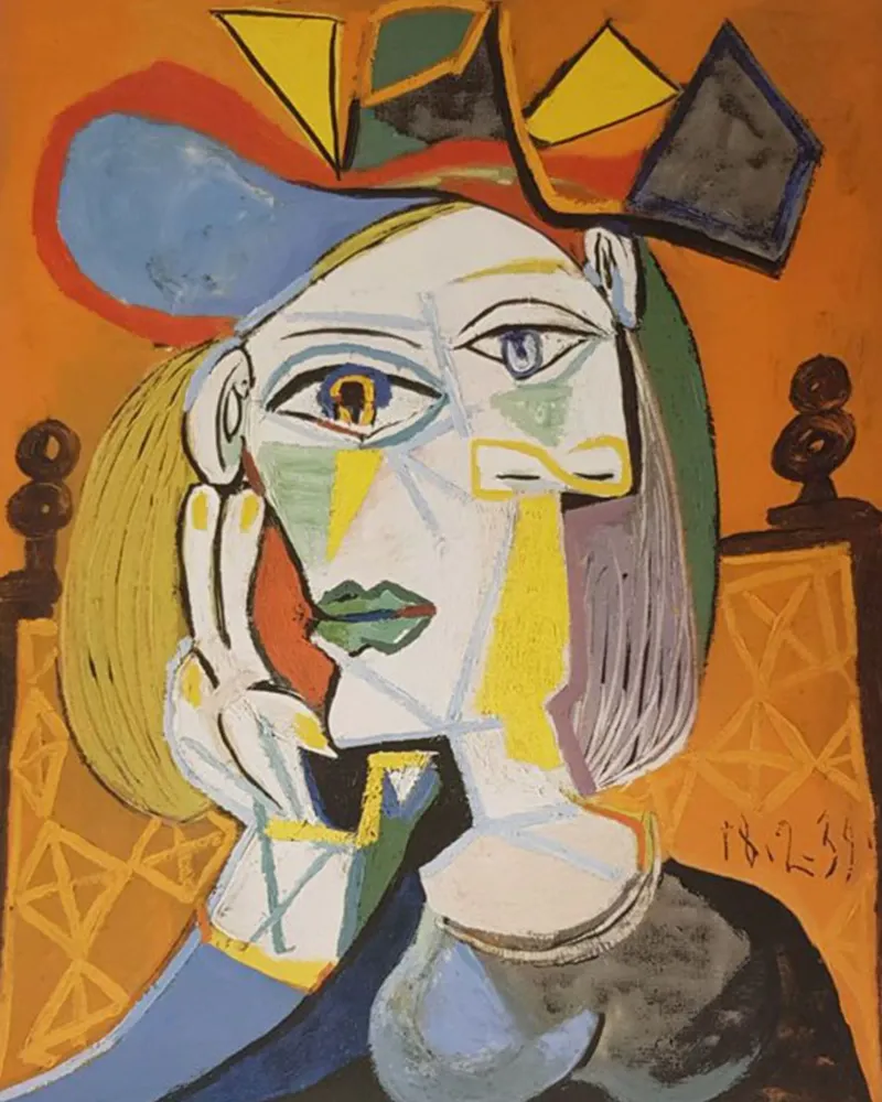 Abstracte oude vrouw Picasso canvas met Baklijst van Günstiger Laden