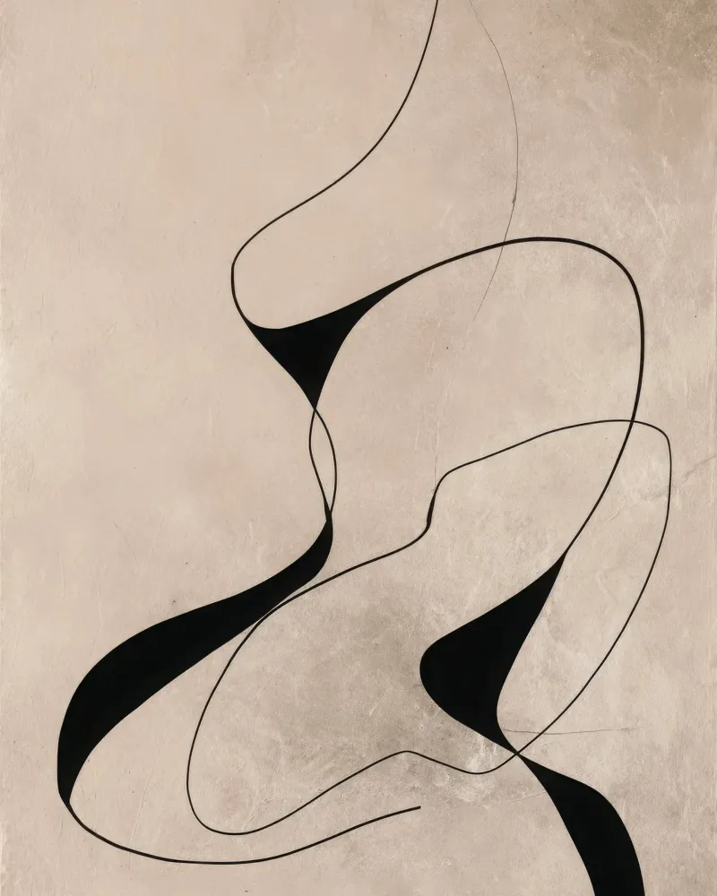 Abstract Minimalist Line Composition on Beige Background poster by Artbyvo