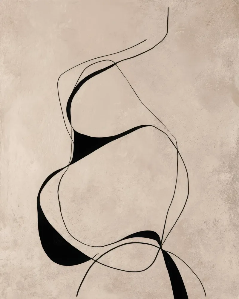 Abstract Minimalist Black Lines on Neutral Canvas poster by Artbyvo