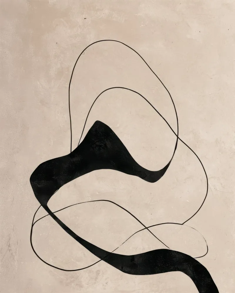 Minimalist Abstract Flowing Lines on Beige Canvas poster by Artbyvo