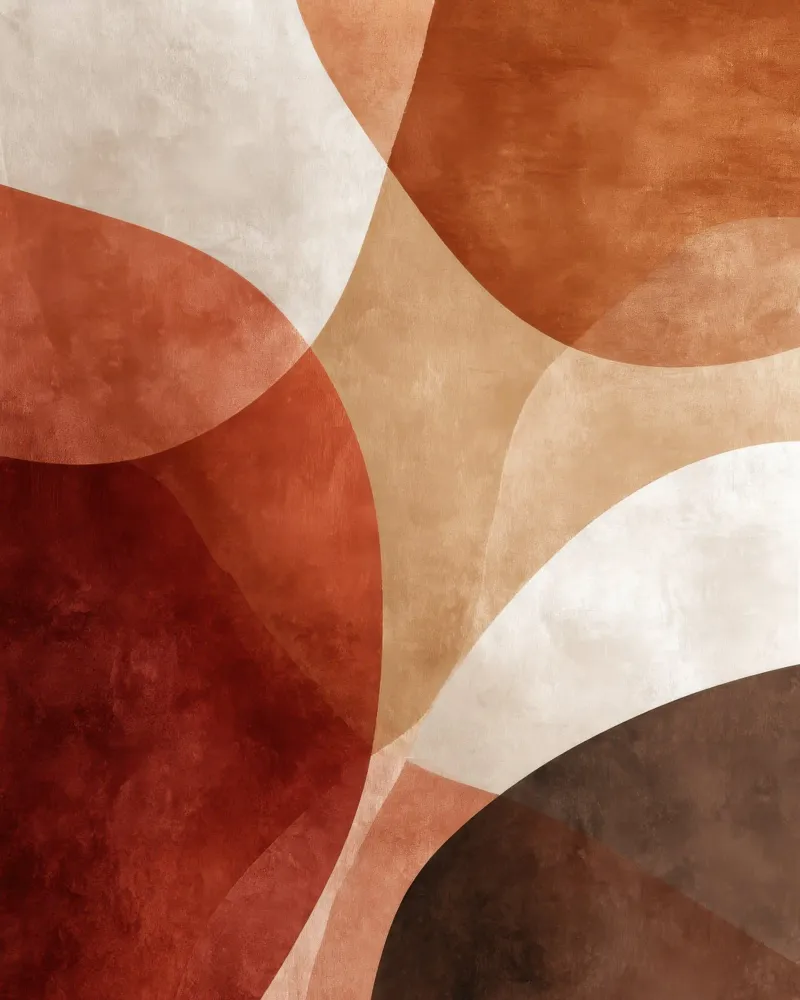 Geometric Abstract Art in Warm Terracotta Shades canvas with Floater frame by Artbyvo