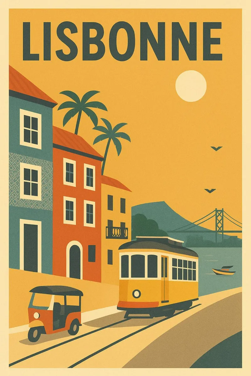 Poster di Lisbona - Poster retrò di vicoli colorati poster da JETLAG | affiches voyage