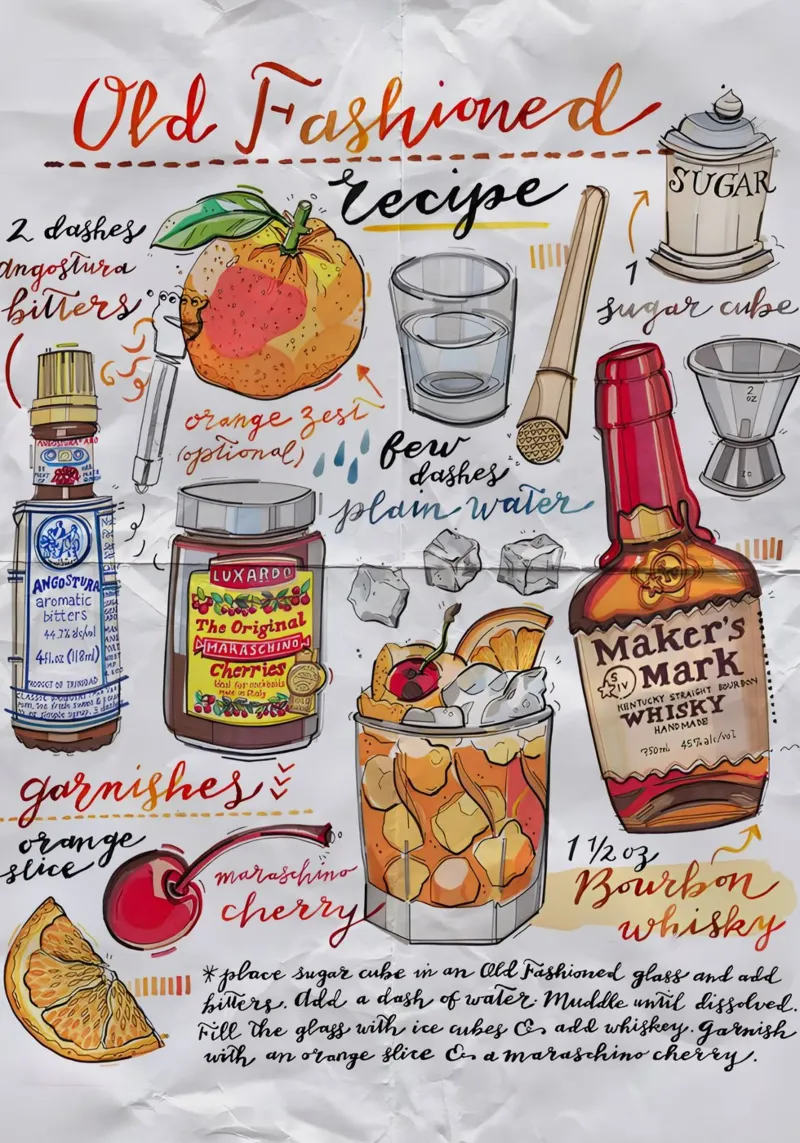 Old Fashioned cocktail, poster da Type & Tape