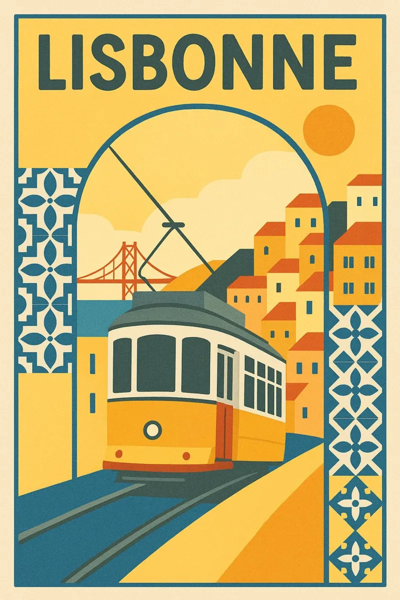 Poster di Lisbona - Poster di tram d'epoca e azulejos poster da JETLAG | affiches voyage