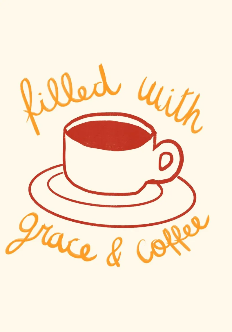 Riempito di grazia e caffè - Arte in cucina poster da vintagepod