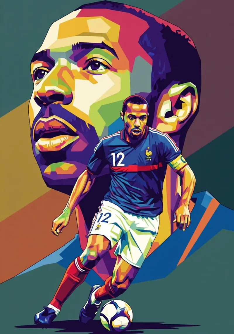 Ritratto pop art di Thierry Henry #2 poster da Hantamrata