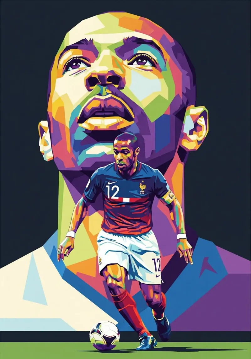 Ritratto pop art di Thierry Henry #3 poster da Hantamrata
