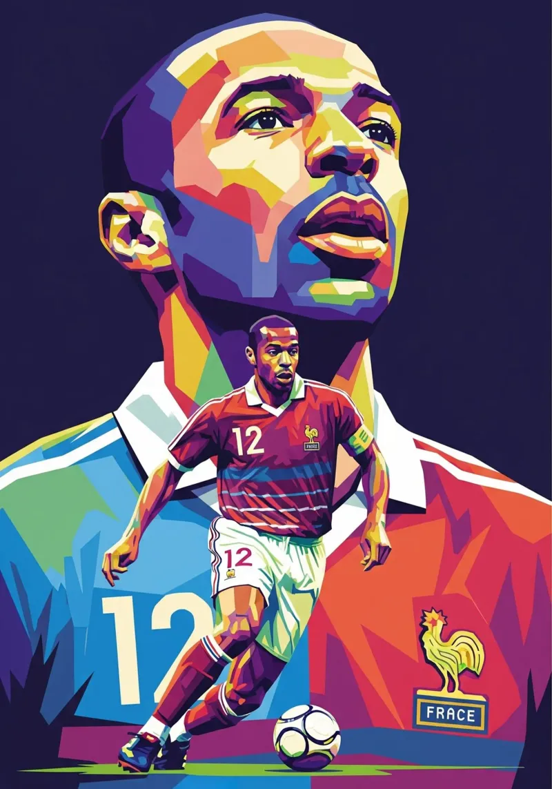Ritratto pop art di Thierry Henry #4 poster da Hantamrata