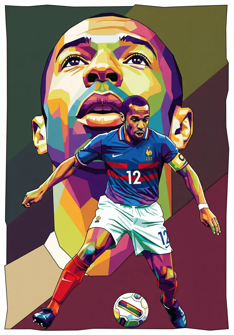 Ritratto pop art di Thierry Henry #5 poster da Hantamrata
