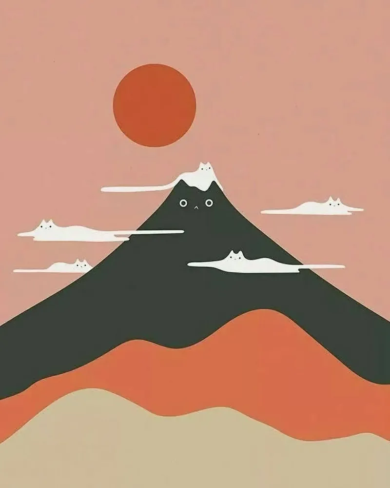 mountain with cat poster da lily