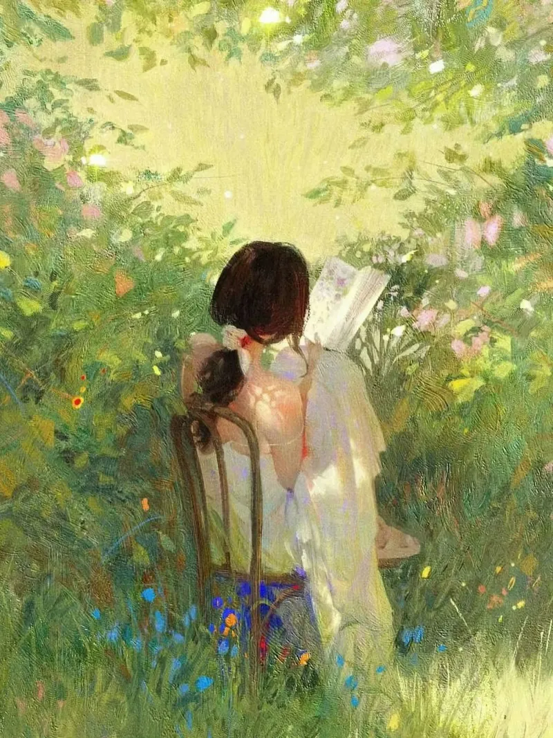 art girl with book poster da Good days