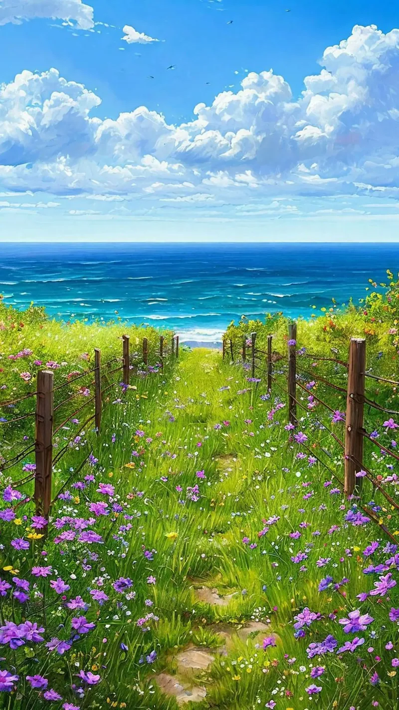 grass flower fence tela con Cornice a cassetta da lily
