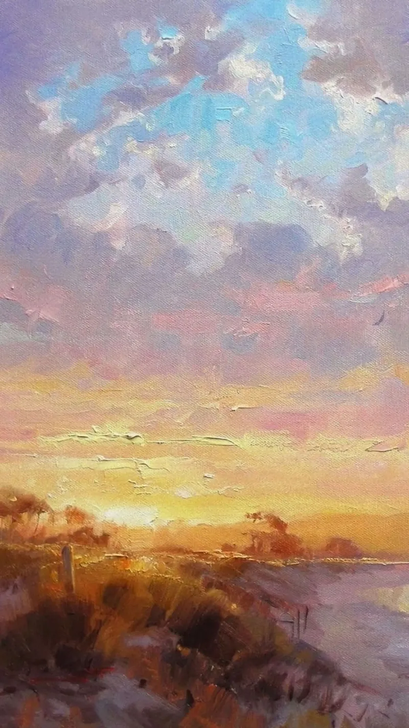 sunset beach grass poster da kichin