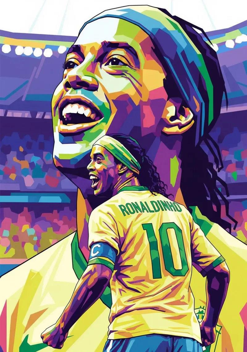 Ronaldinho con il suo iconico sorriso poster da Hantamrata