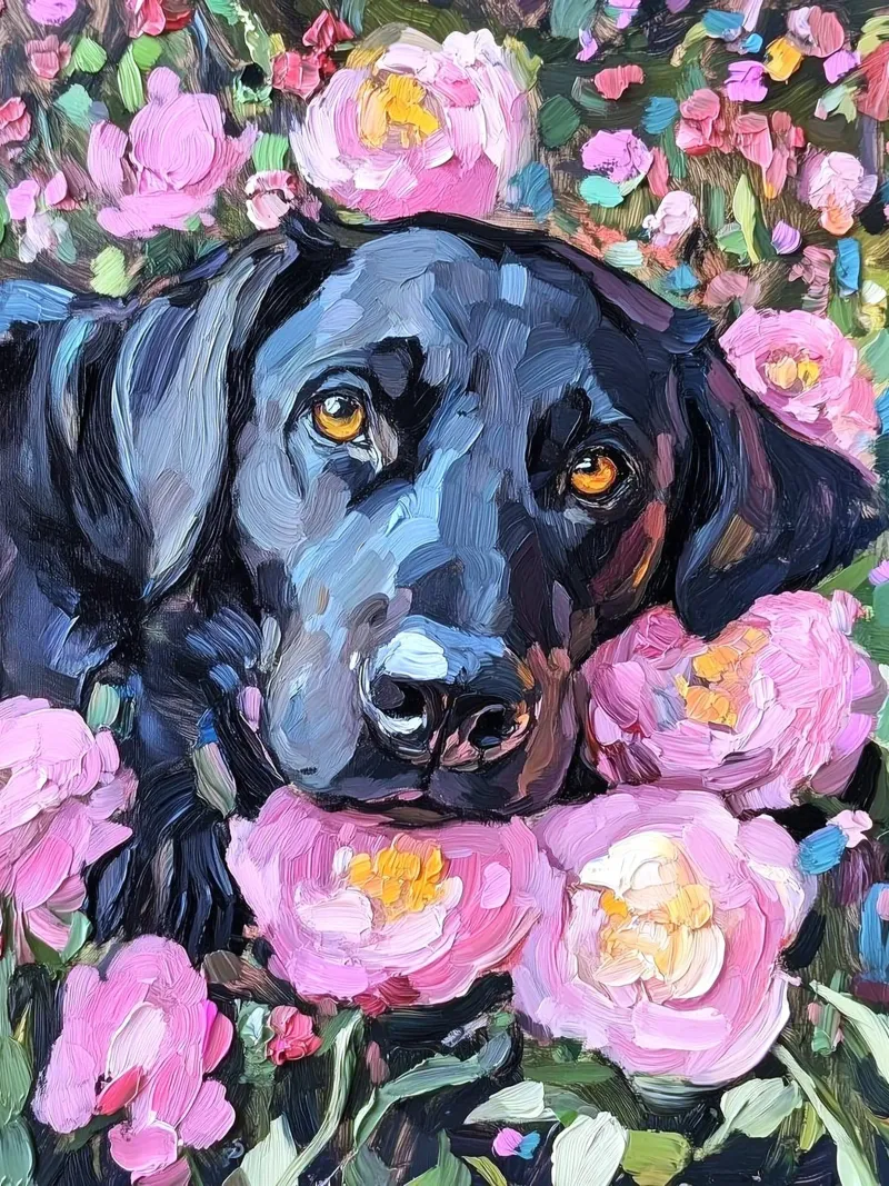 dog in flower poster da hamily