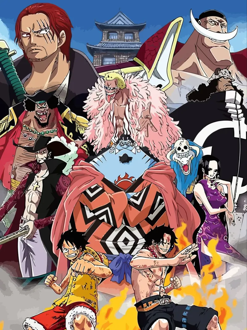 One Piece Characters tela con Cornice a cassetta da Dumery Art