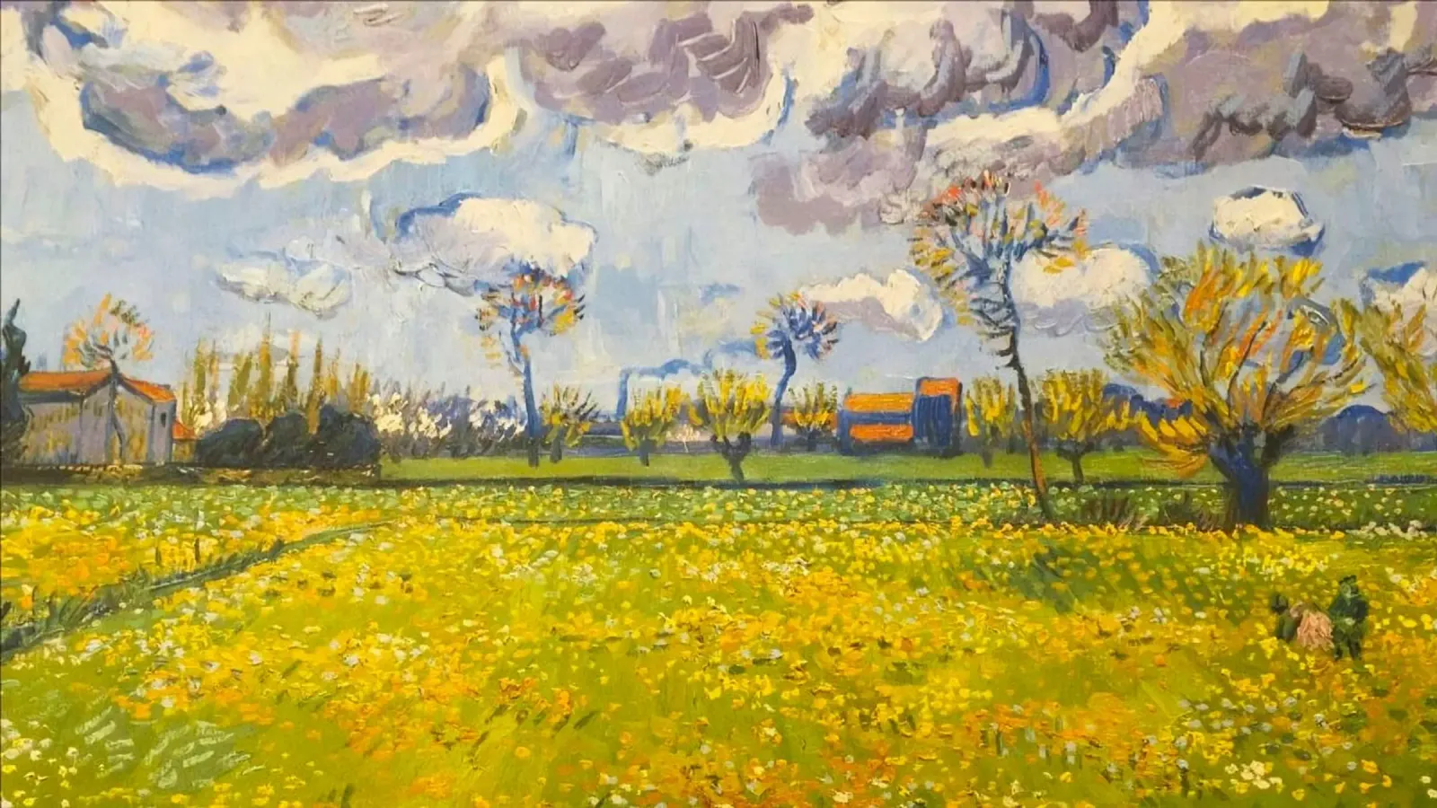field with cloudy sun canvas with Floater frame by melts