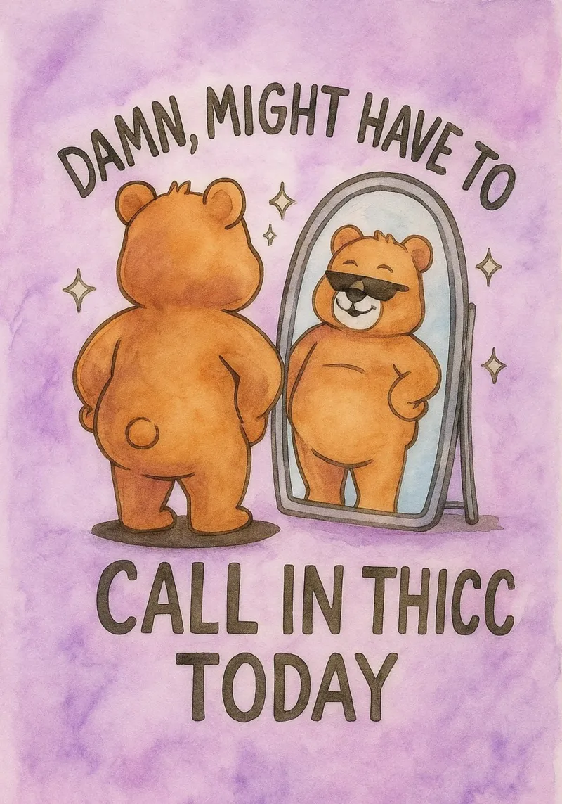 call in thicc today funny bear canvas with Floater frame by cepeducks