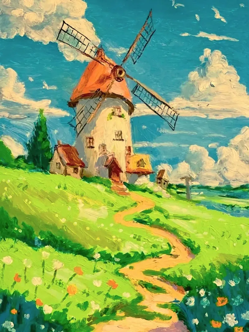 windmill in hill poster da huminity