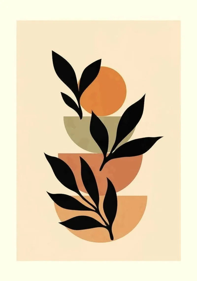 leaf and circle shape canvas with Floater frame by huminity