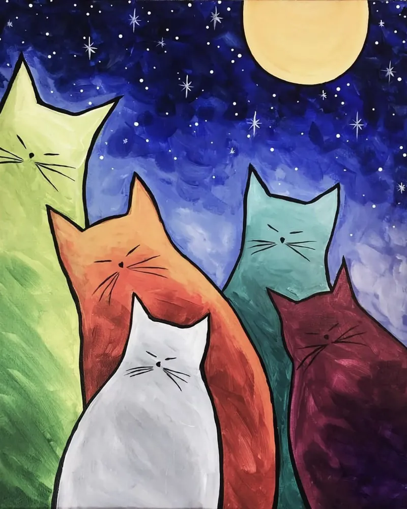 cats moonlight tela con Cornice a cassetta da huminity
