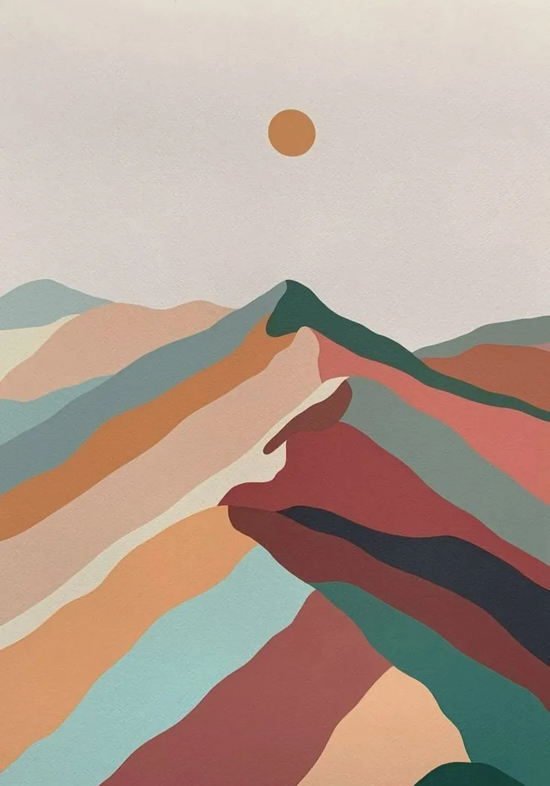 wave colorful mountain poster da huminity